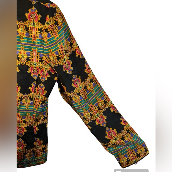 Vibrant Print 80s 100% Silk  Safe Silk by Adrianna Pappel VINTAGE BLAZER - Picture 4 of 7